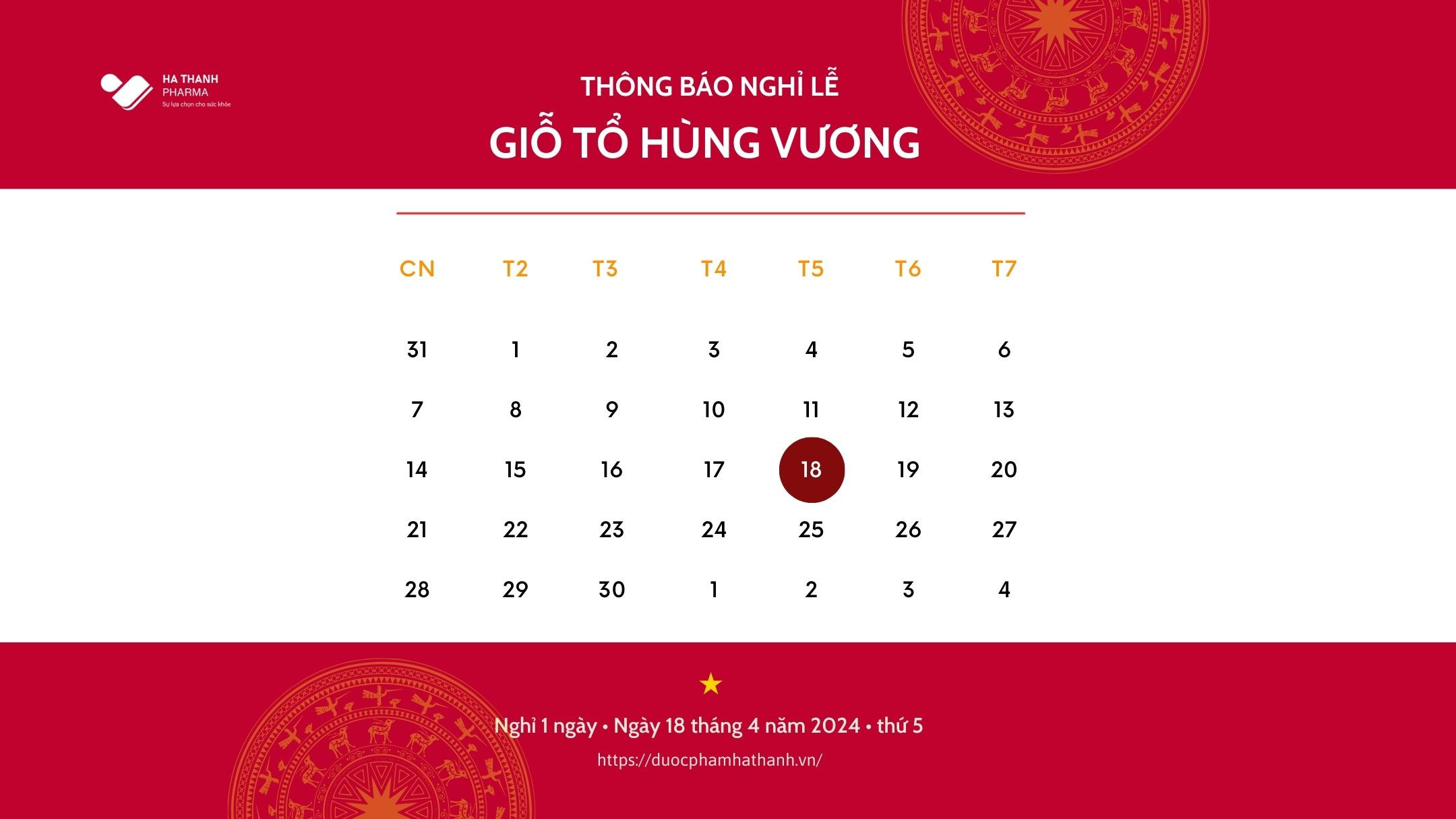 🌟LỊCH NGHỈ LỄ GIỖ TỔ HÙNG VƯƠNG🌟